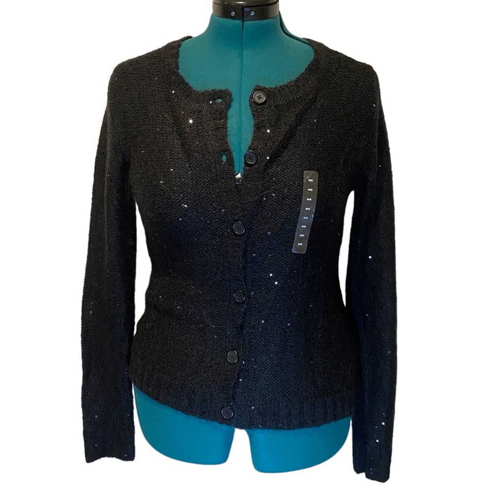2for$35 NWT GAP Black Sequin Wool Cardigan. Size Medium.